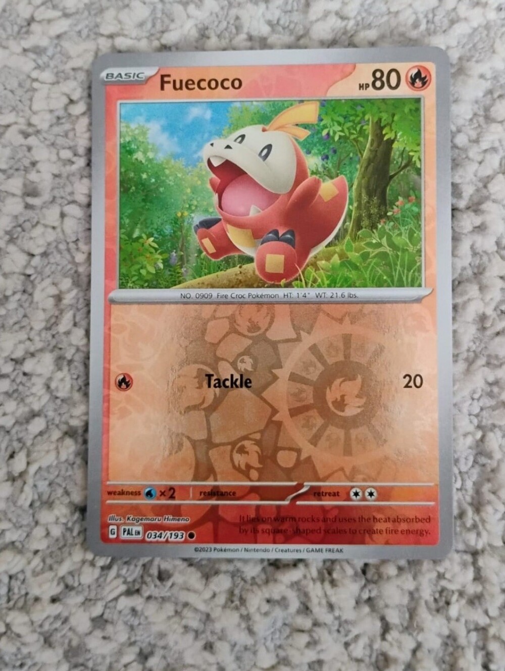 POKEMON TCG Card Fuecoco Reverse Holo Paldea Evolved 34/193